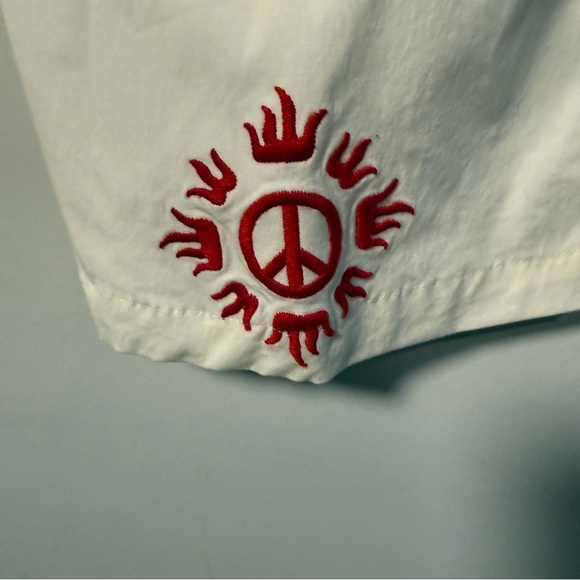 People for Peace White Cotton Pants with Floral Embroidery, Size 30 - Picture 6 of 13